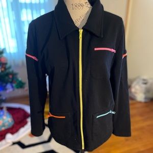 Vintage Norm Thompson Neon Zipper Cardigan
